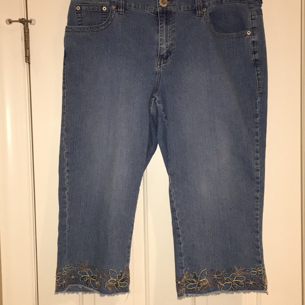Avenue denim capris with embellishments!!!